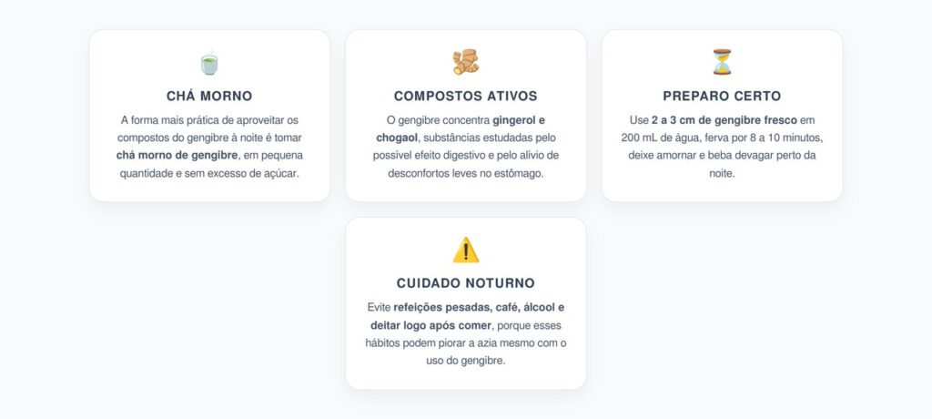 O que Beber à Noite para Aliviar a Azia com Gengibre sem Piorar o Refluxo