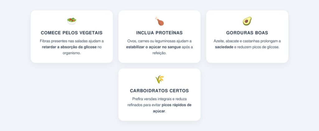 Como montar o prato para evitar picos de glicose?