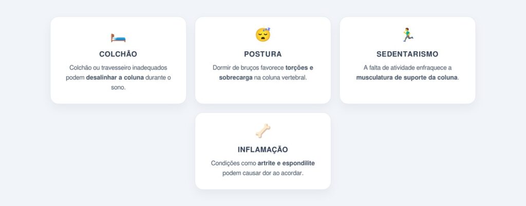 Quais são as 4 causas mais comuns da dor nas costas matinal?