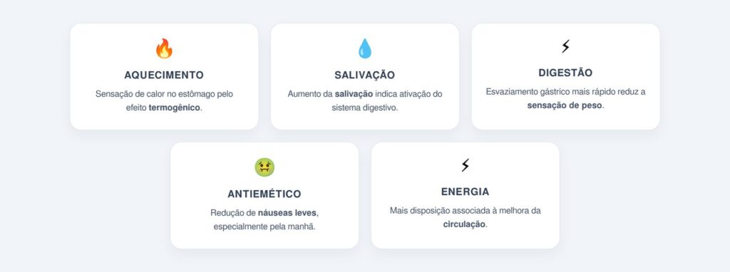 Quais sensações aparecem nas primeiras horas após o consumo?