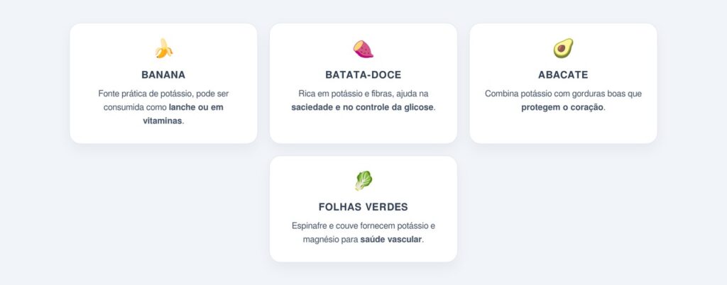 Alimentos ricos em potássio que favorecem o controle da pressão
