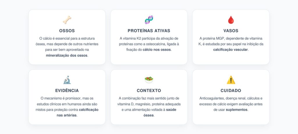 Vitamina K2 e Cálcio: A Combinação Ligada aos Ossos e à Calcificação Vascular