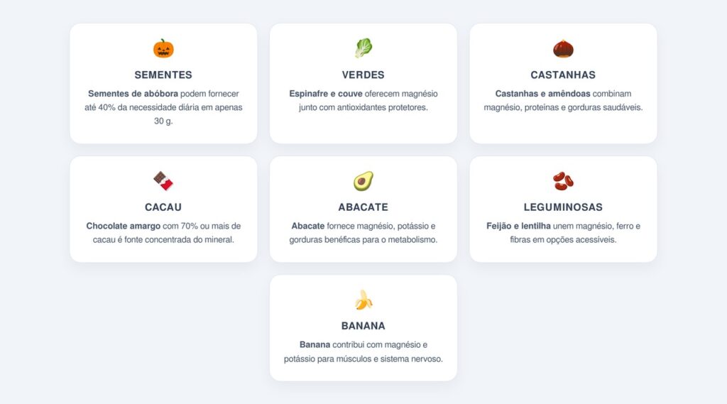 Quais alimentos são ricos em magnésio?