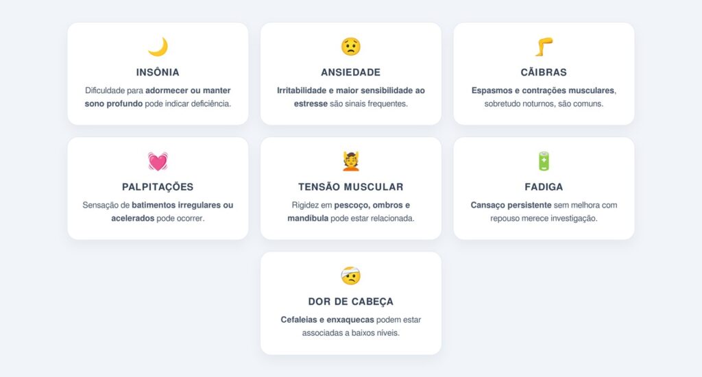 Quais sintomas indicam falta de magnésio?