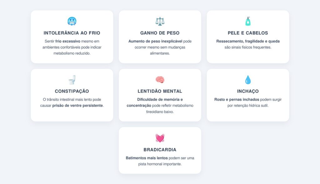 Quais sinais ajudam a diferenciar o hipotireoidismo?