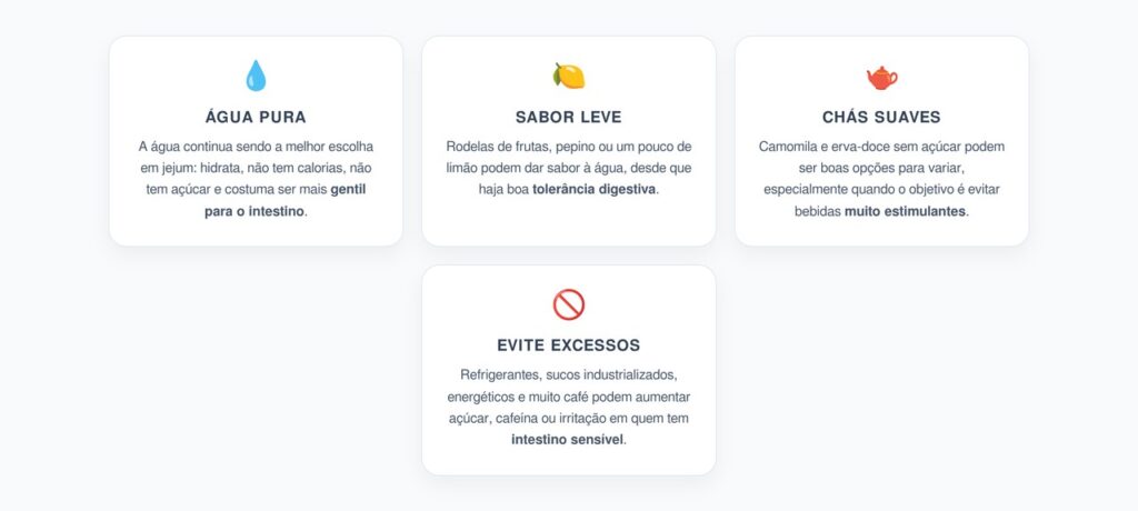 Bebidas em Jejum: Como Hidratar sem Açúcar e sem Irritar o Intestino