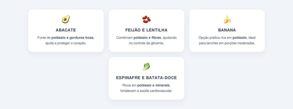 Alimentos ricos em potássio que ajudam a baixar a pressão