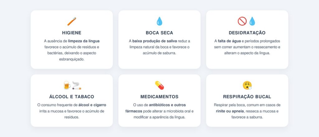 Quais são as causas mais comuns da língua branca?