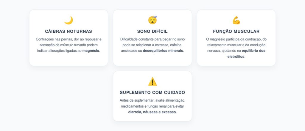Deficiência de Magnésio: Cãibras Noturnas e Sinais no Sono