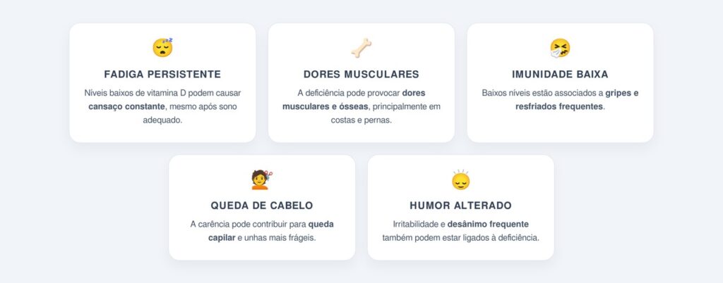 Quais sinais indicam falta de vitamina D no organismo?