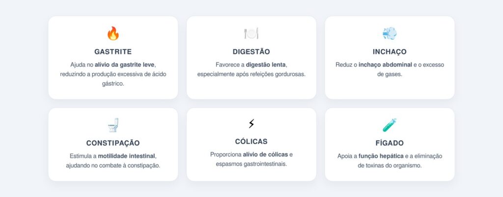 Quais sintomas digestivos o chá alivia?