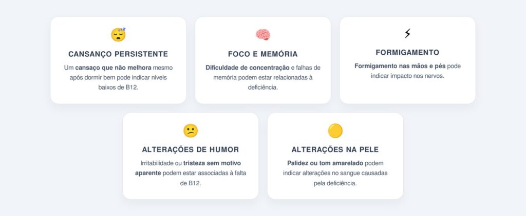 Sinais de que os níveis de vitamina B12 podem estar baixos