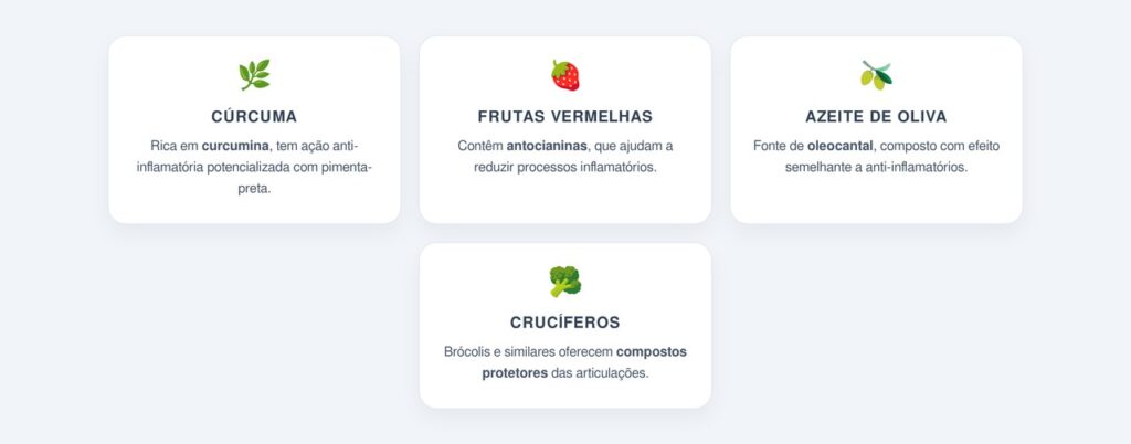 Outros alimentos anti-inflamatórios que beneficiam as articulações