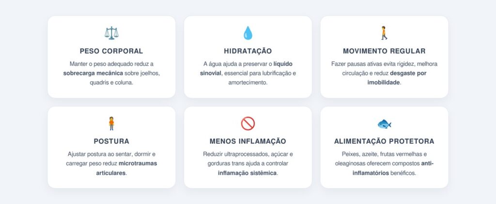 Quais hábitos diários ajudam a preservar as articulações?