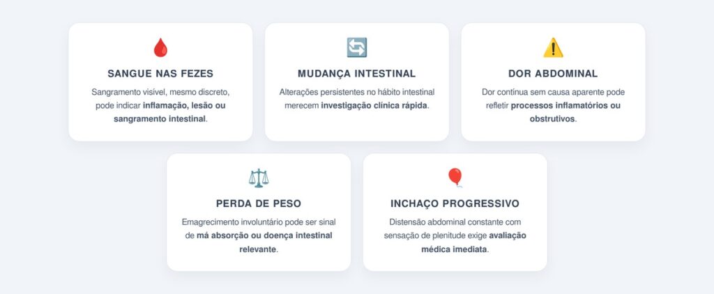 Quais são os 5 sintomas intestinais que exigem avaliação imediata?