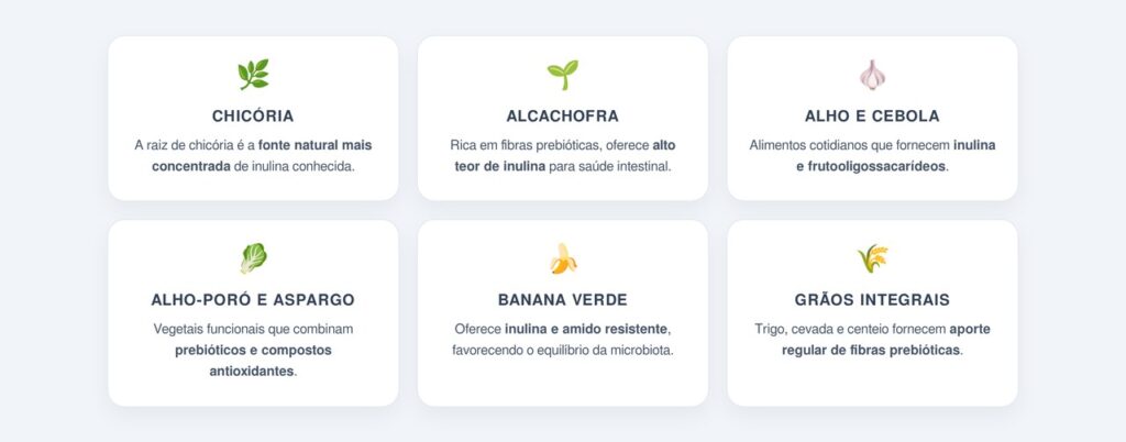 Quais alimentos contêm inulina naturalmente?