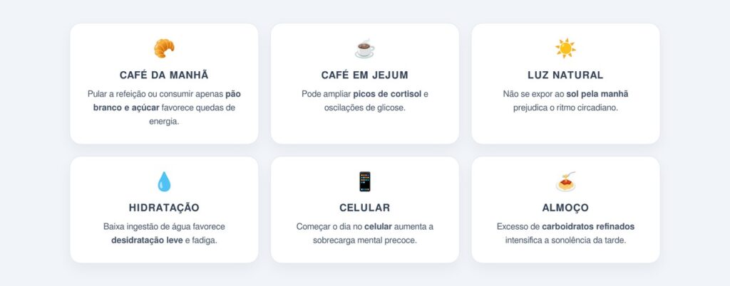 Quais hábitos da manhã pioram a fadiga da tarde?