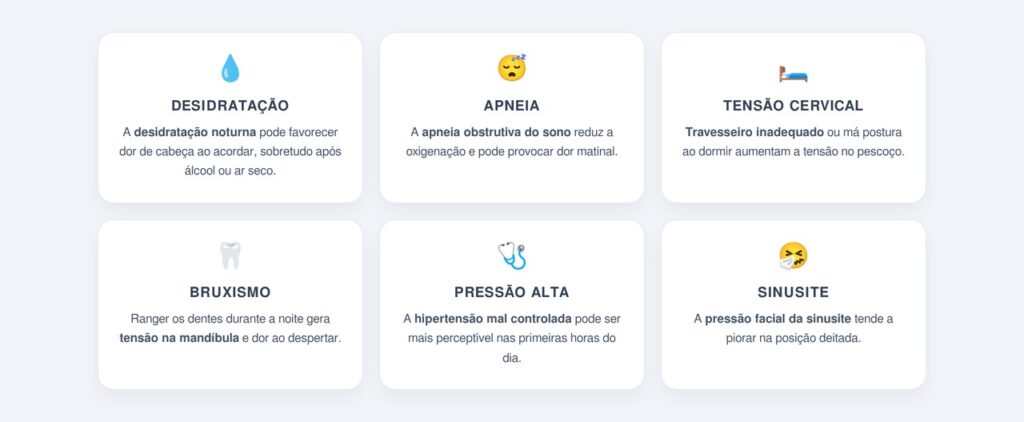 Quais são as principais causas da dor de cabeça matinal?