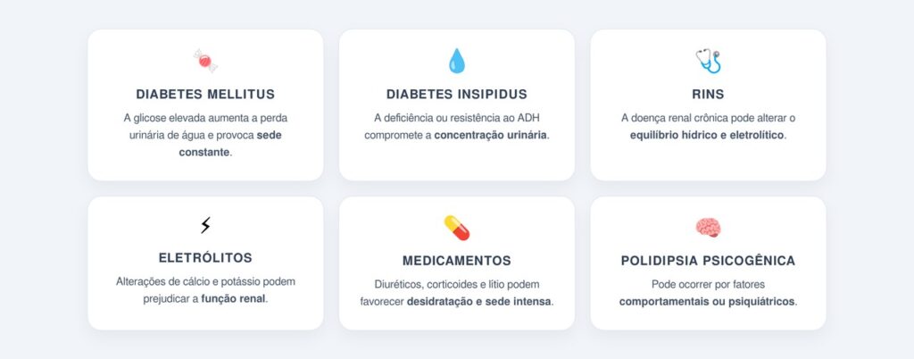 Quais são as principais causas de sede excessiva persistente?