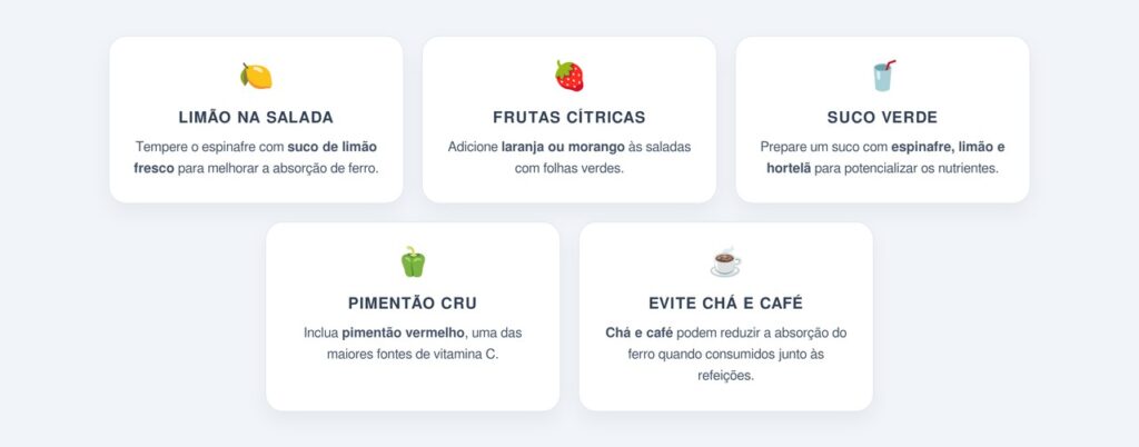 Formas práticas de combinar espinafre com vitamina C