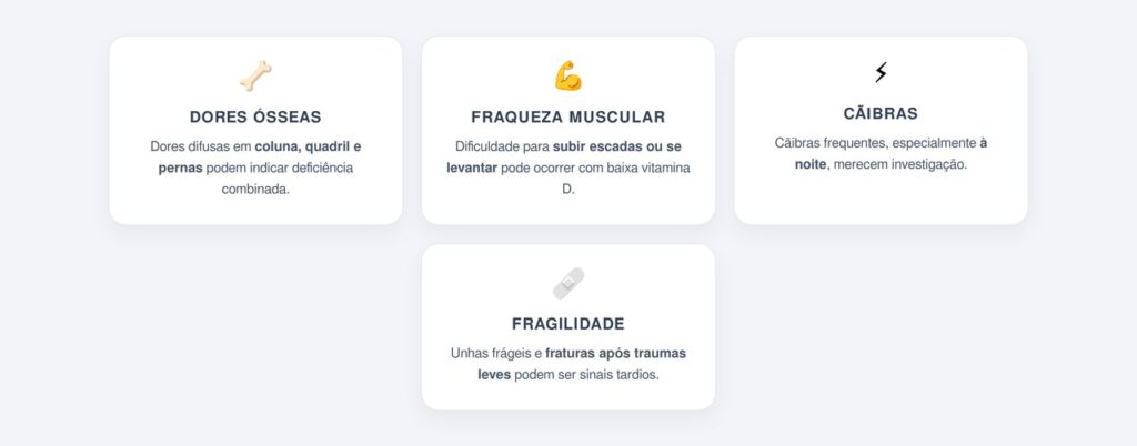 Quais sinais sugerem que a falta de cálcio tem origem na vitamina D?