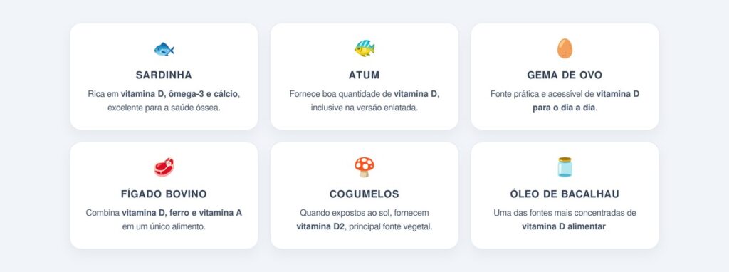 Quais outros alimentos são ricos em vitamina D?