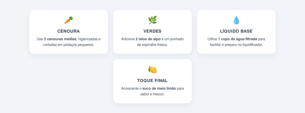 Como preparar o suco de cenoura, espinafre e aipo?
