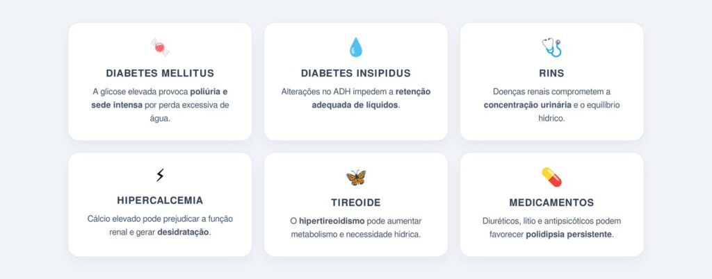 Quais doenças causam sede excessiva persistente?