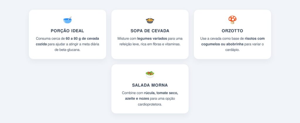 Qual a quantidade ideal de cevada no jantar?