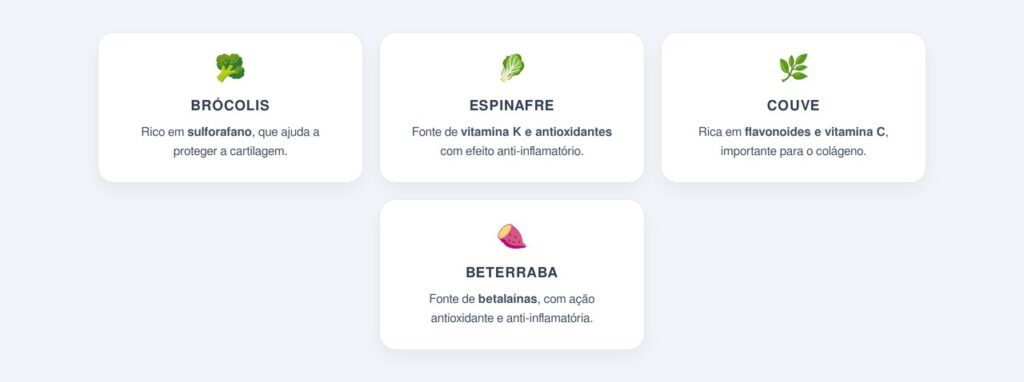 Quais são os 4 vegetais que protegem as articulações?