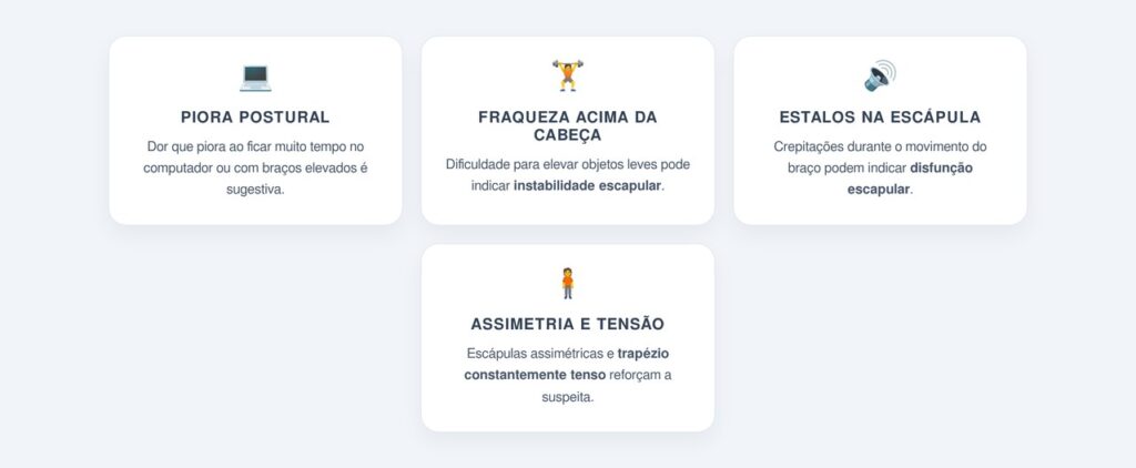 Quais sinais indicam que a dor no ombro pode estar ligada à escápula?