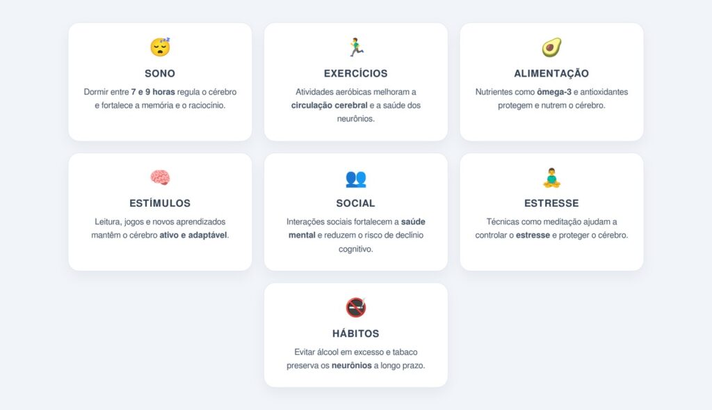Quais são os sete hábitos que fortalecem o cérebro?