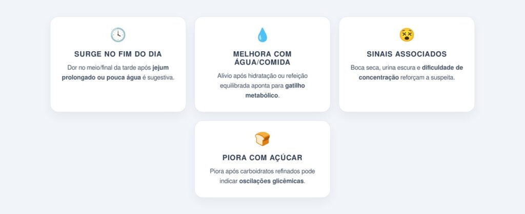 Quais sinais indicam que a dor de cabeça tem origem metabólica?