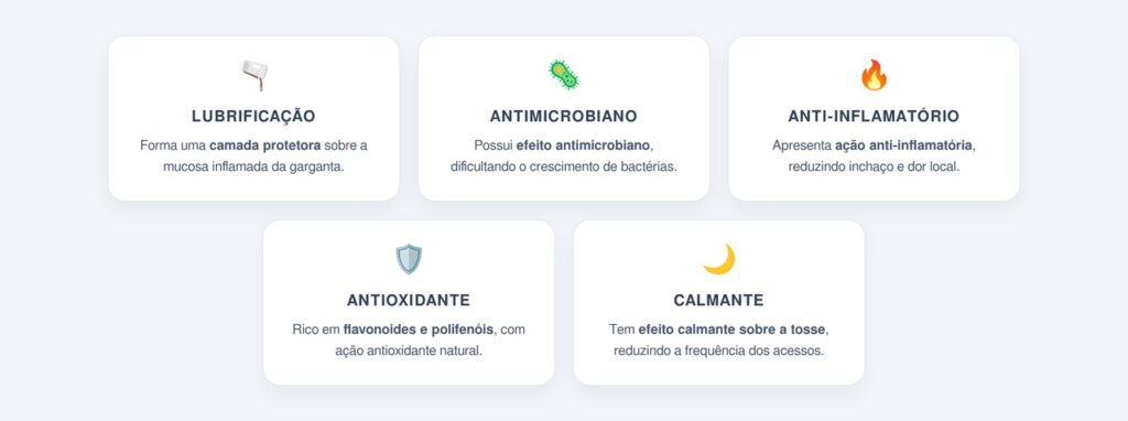 Quais são as principais propriedades do mel para a garganta?