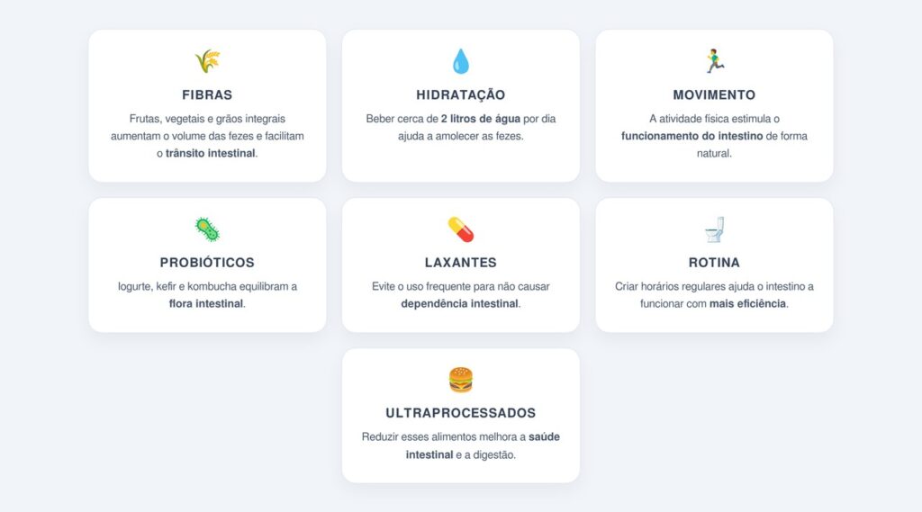 Quais são as sete dicas para regular o intestino?