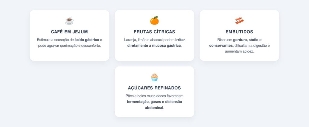 Quais alimentos devem ser evitados no café da manhã?