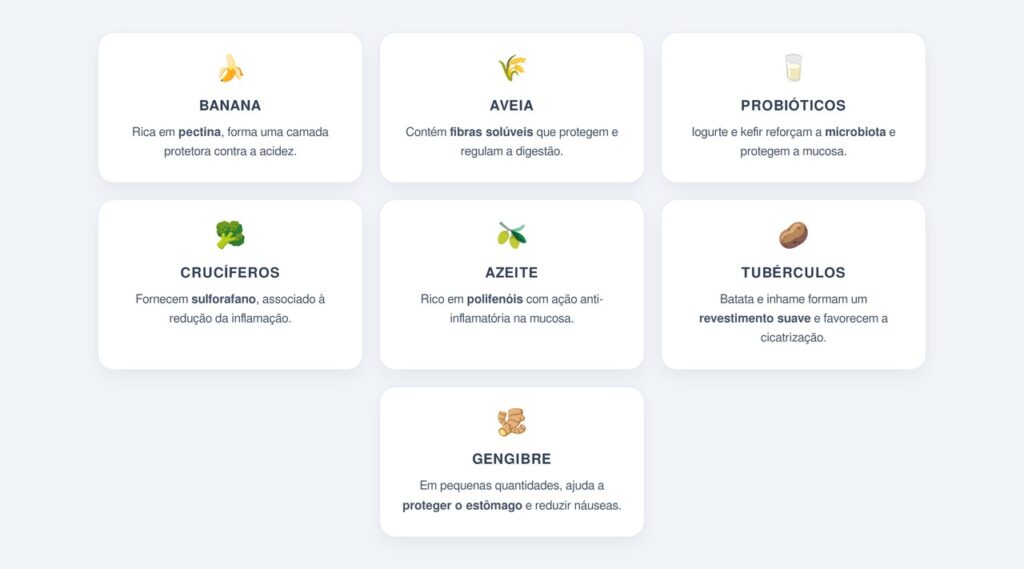 Quais alimentos ajudam a fortalecer a mucosa do estômago?