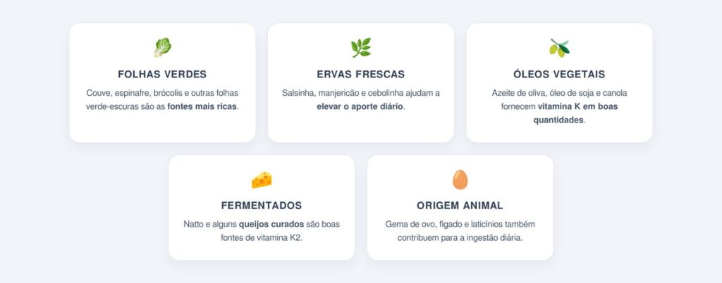 Quais alimentos são fontes naturais de vitamina K?