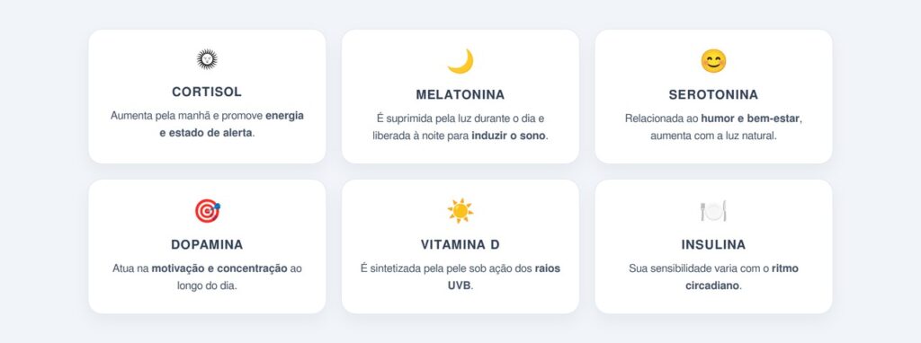 Quais hormônios são regulados pela luz da manhã?