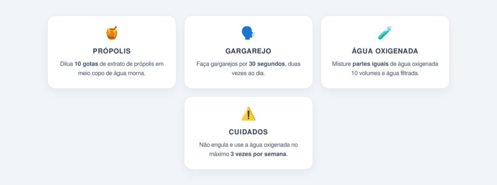 Como usar o própolis e a água oxigenada diluída?