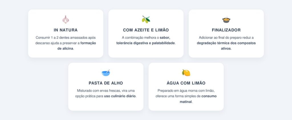 Quais são as melhores formas de consumir alho cru?