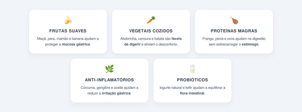 Quais alimentos ajudam a acalmar o estômago?