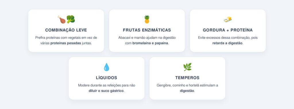 Combinações alimentares que facilitam a digestão