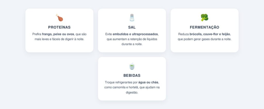 O que comer no jantar para evitar o inchaço matinal?