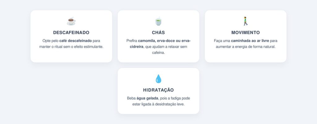 Alternativas para quem sente vontade de café à tarde
