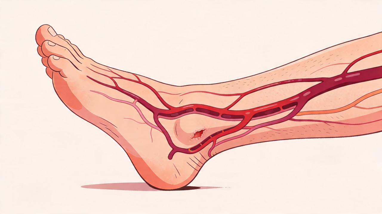 Obstrução nas artérias das pernas reduz o fluxo e atrasa cicatrização.