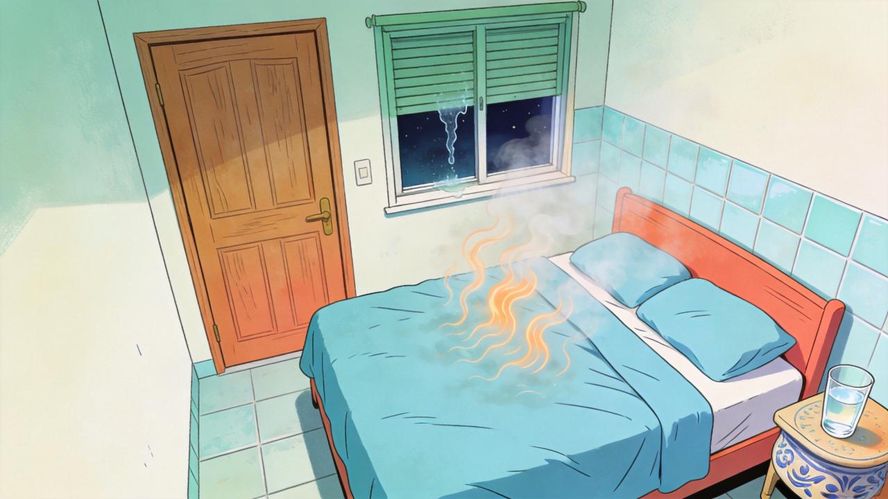 Porta e janela fechadas podem deixar o quarto abafado durante a noite.