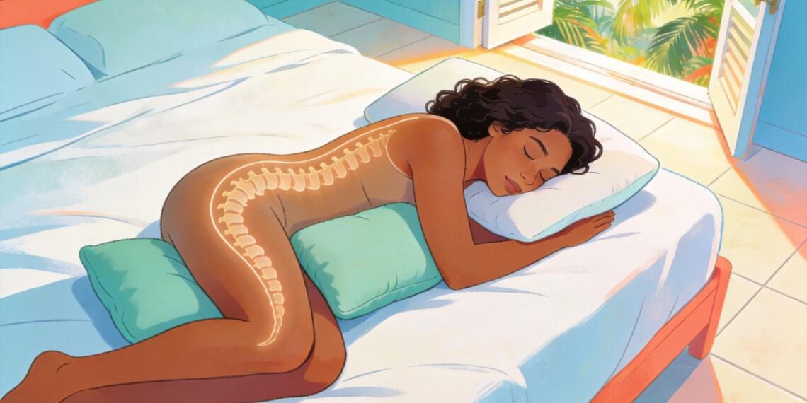 Dormir de lado ou de barriga para cima: qual posição protege mais a coluna vertebral durante a noite