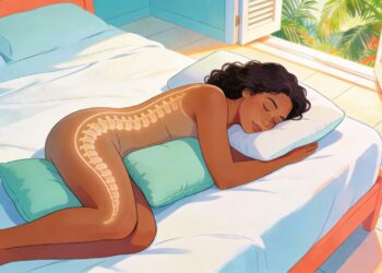 Dormir de lado ou de barriga para cima: qual posição protege mais a coluna vertebral durante a noite