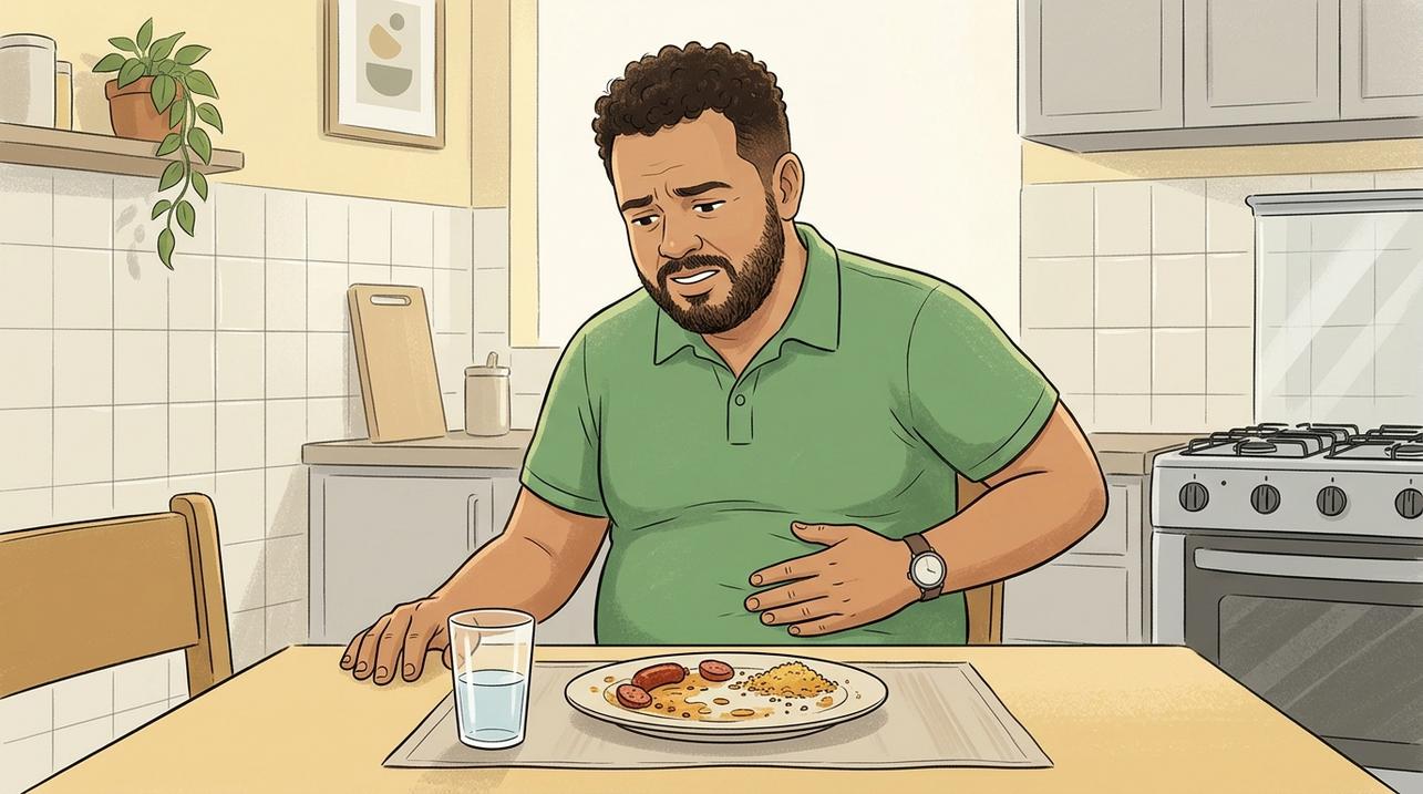 Empachamento e desconforto após gordura podem indicar sobrecarga na função hepática.